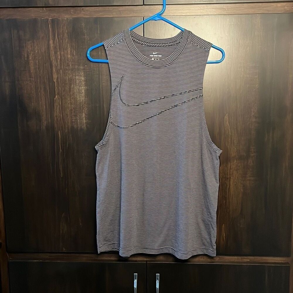 Nike Black Gray‎ Striped Sleeveless Top Medium
